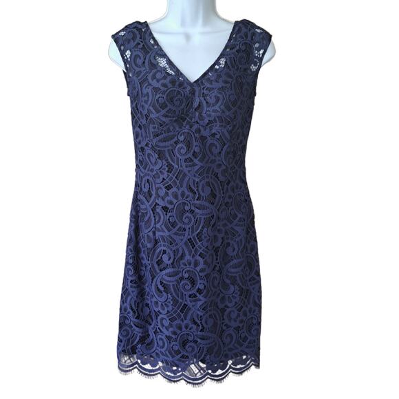 Lilly Pulitzer Rosaline Dress in Bright Navy About Face Lace Size 0 - Picture 2 of 9
